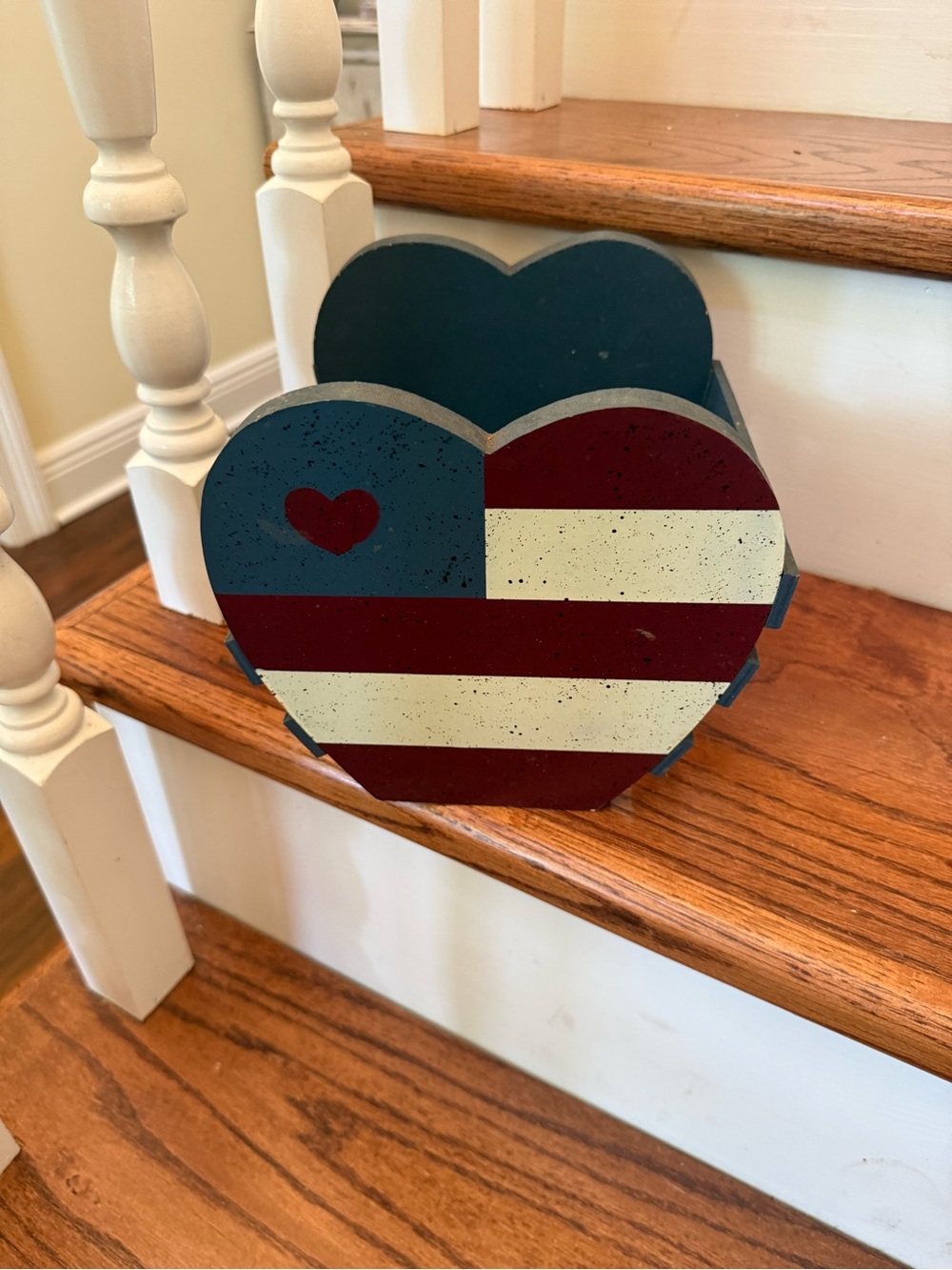 Patriotic Heart Wooden Wall Decor - Blue, Red, White